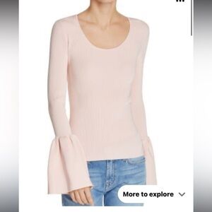 Elizabeth And James Willow Bell Sleeve Ribbed Jumper In Blush | XS NWT